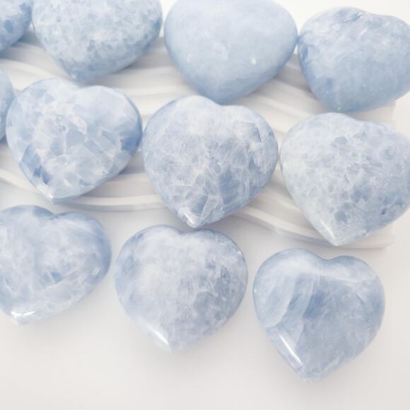Blue Calcite Puffy Heart Crystal Carving - Picture 6 of 8